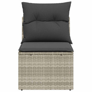 Sedia Senza Braccioli con Cuscini Grigio Chiaro in Polyrattan 366190