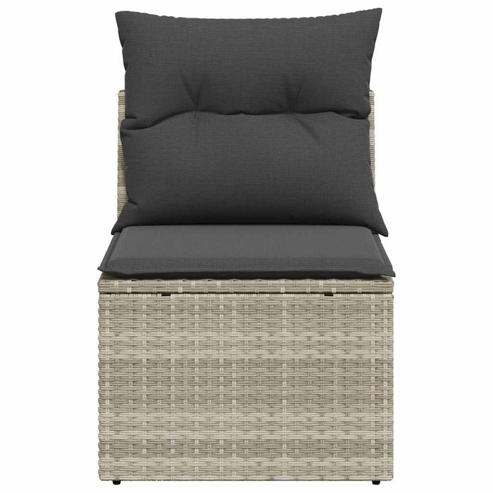 Sedia Senza Braccioli con Cuscini Grigio Chiaro in Polyrattan 366190