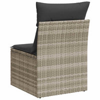 Sedia Senza Braccioli con Cuscini Grigio Chiaro in Polyrattan 366190