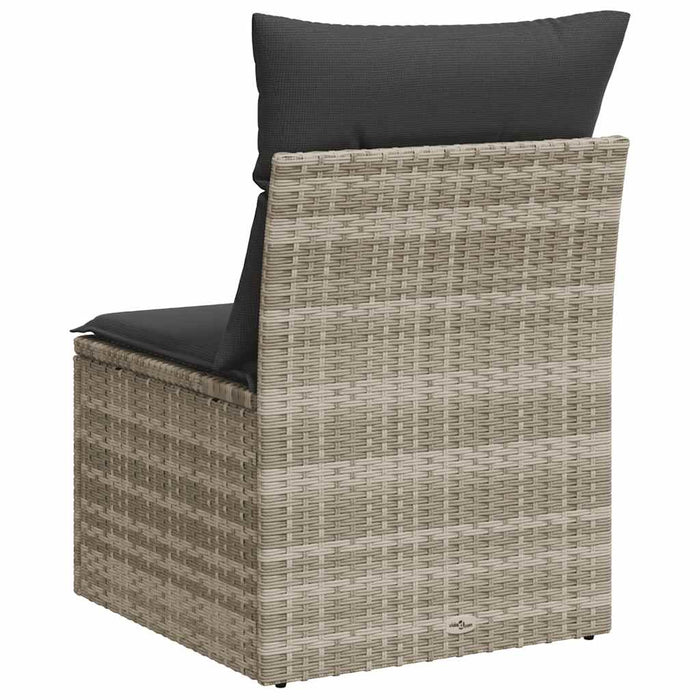Sedia Senza Braccioli con Cuscini Grigio Chiaro in Polyrattan 366190