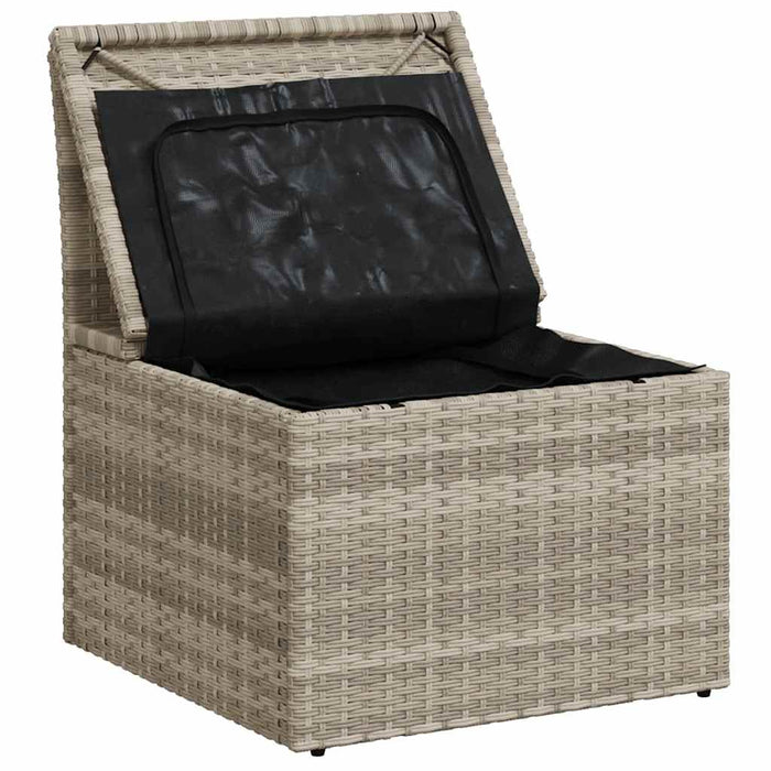 Sedia Senza Braccioli con Cuscini Grigio Chiaro in Polyrattan