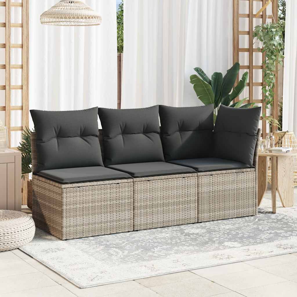 Divano Angolare Giardino con Cuscini-Sofa da Giardino-Divanetto da esterno Grigio Chiaro Polyrattan 919559