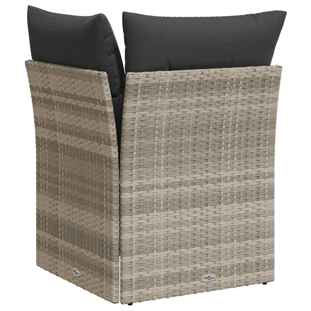 Divano Angolare Giardino con Cuscini-Sofa da Giardino-Divanetto da esterno Grigio Chiaro Polyrattan 919559