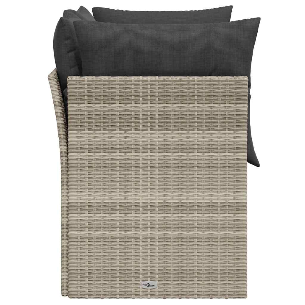 Divano da Giardino con Cuscini 2 Posti Grigio Chiaro Polyrattan