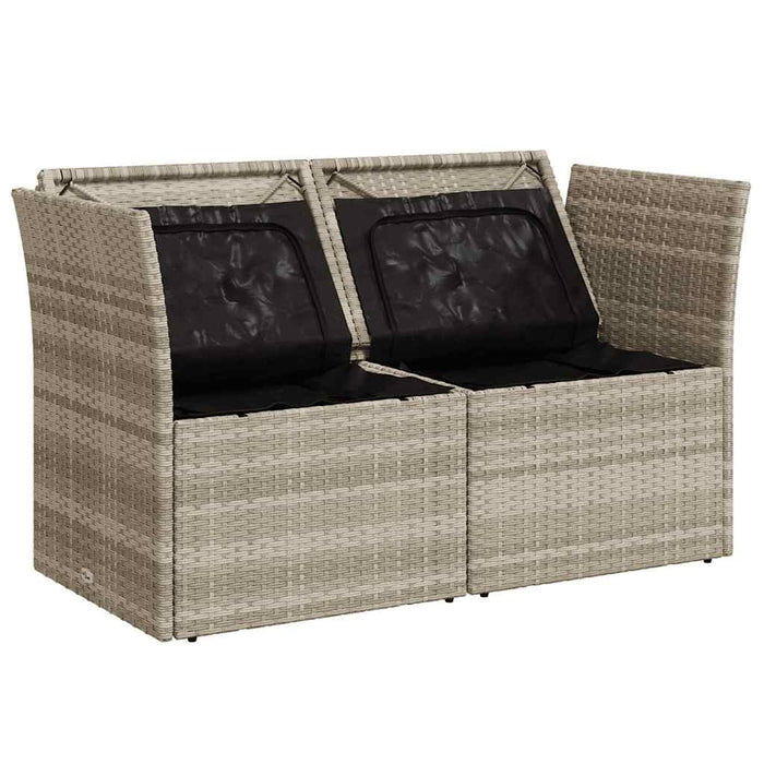 Divano da Giardino con Cuscini 2 Posti Grigio Chiaro Polyrattan 366192