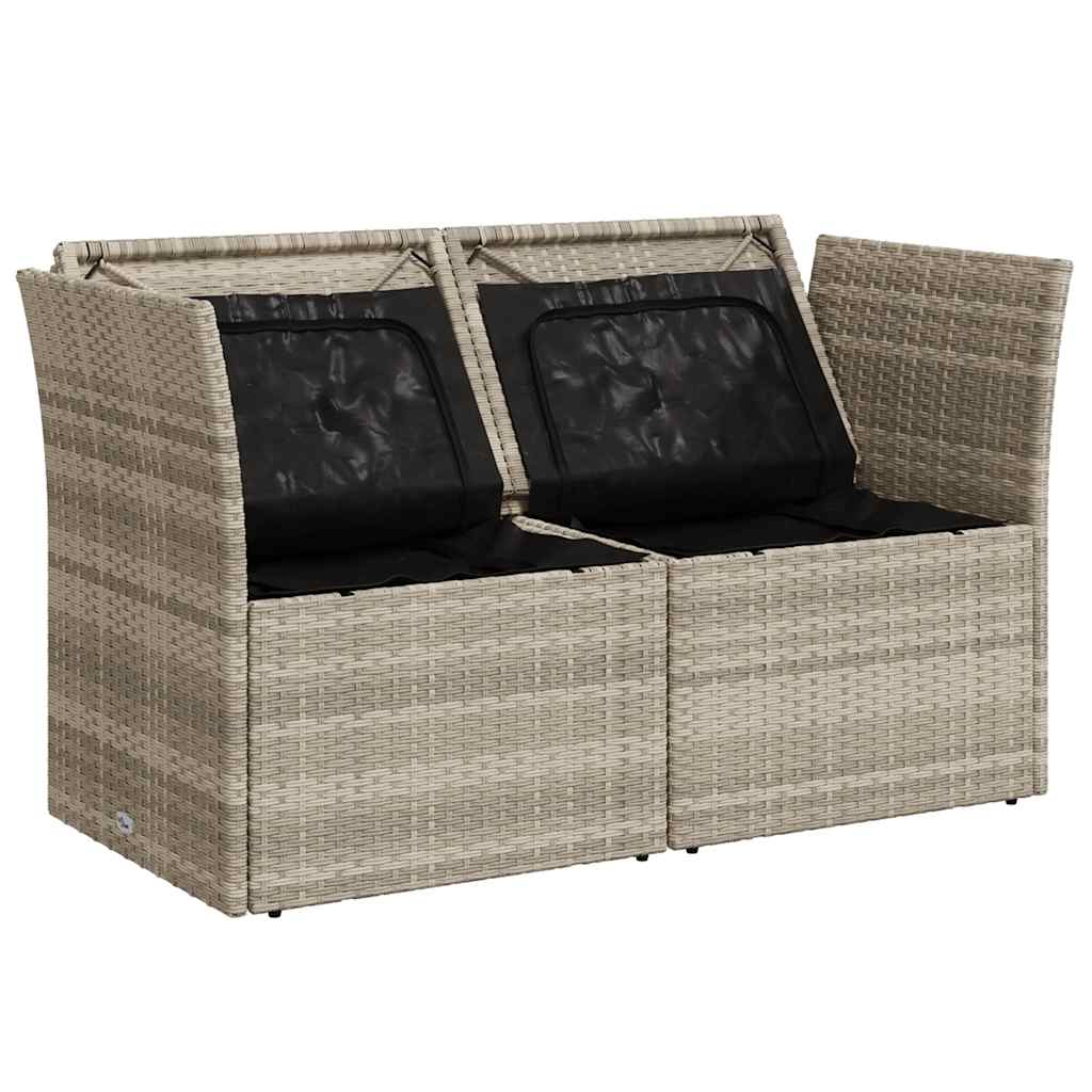 Divano da Giardino con Cuscini 2 Posti Grigio Chiaro Polyrattan