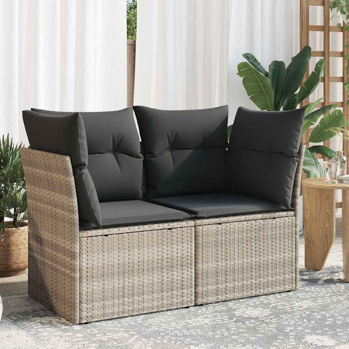 Divano da Giardino con Cuscini 2 Posti Grigio Chiaro Polyrattan