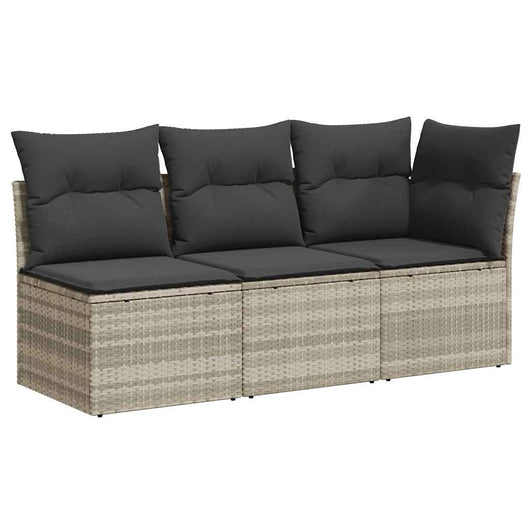 vidaXL Divano da Giardino con Cuscini 3 Posti Grigio Chiaro Polyrattan