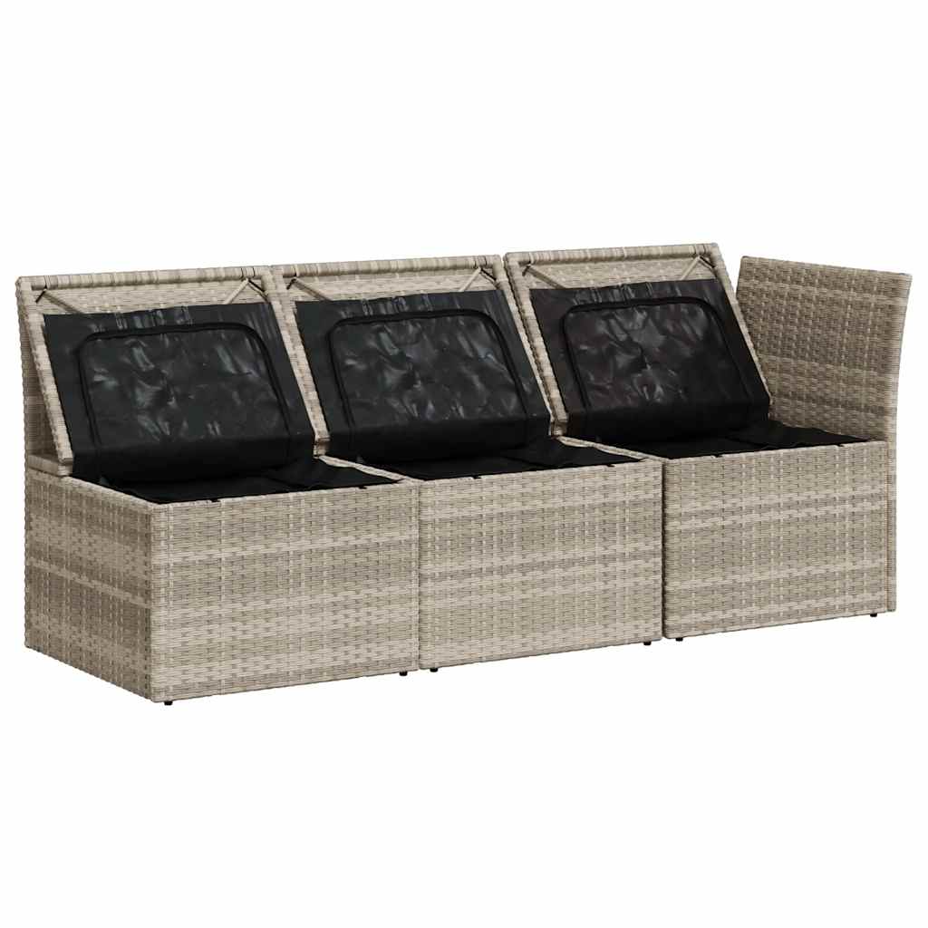 Divano da Giardino con Cuscini 3 Posti Grigio Chiaro Polyrattan 366193