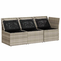 Divano da Giardino con Cuscini 3 Posti Grigio Chiaro Polyrattan 366193