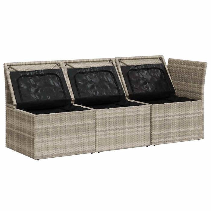 Divano da Giardino con Cuscini 3 Posti Grigio Chiaro Polyrattan 366193