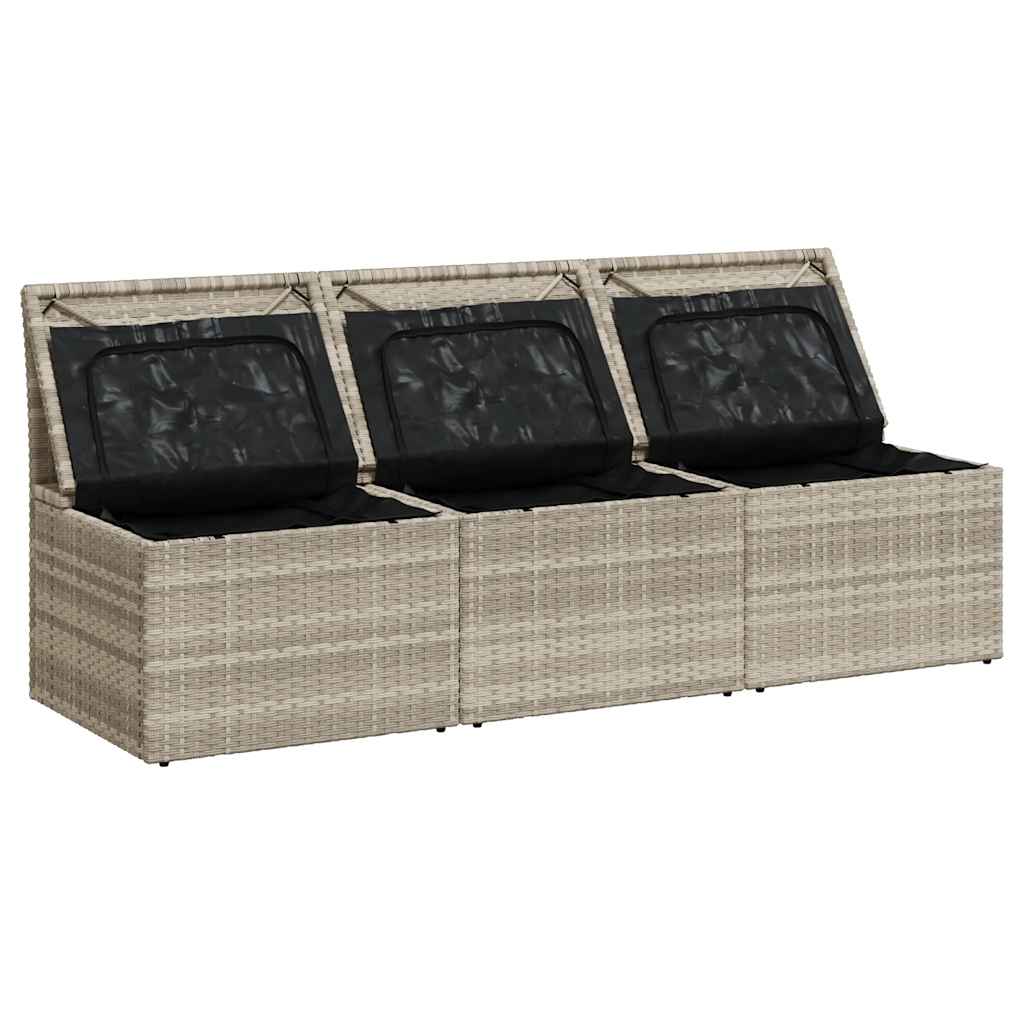 Divano da Giardino con Cuscini 3 Posti Grigio Chiaro Polyrattan
