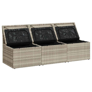 Divano da Giardino con Cuscini 3 Posti Grigio Chiaro Polyrattan