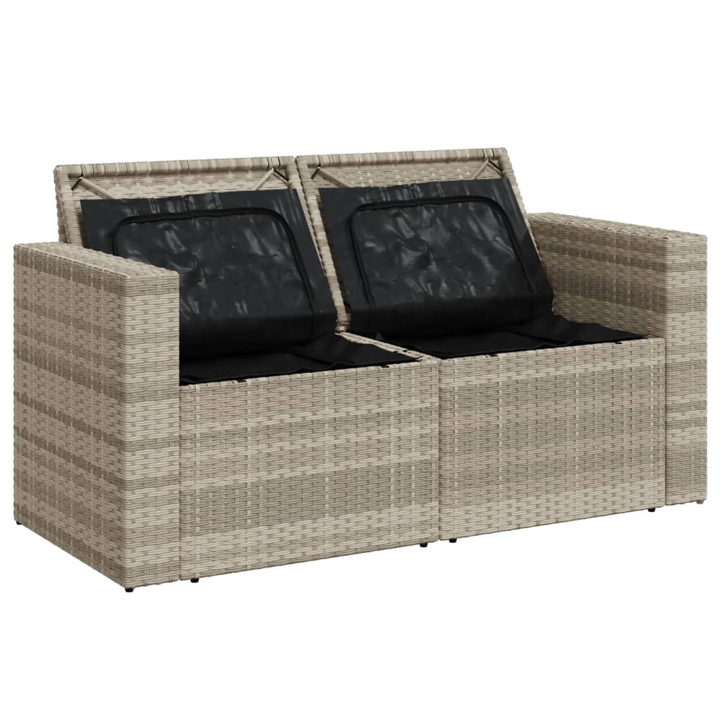 Divano da Giardino con Cuscini 2 Posti Grigio Chiaro Polyrattan 366195