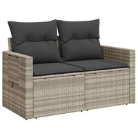 Divano da Giardino con Cuscini 2 Posti Grigio Chiaro Polyrattan 366196