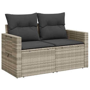 Divano da Giardino con Cuscini 2 Posti Grigio Chiaro Polyrattan 366196