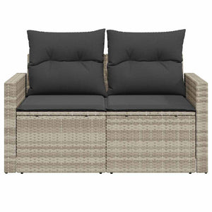 Divano da Giardino con Cuscini 2 Posti Grigio Chiaro Polyrattan 366196