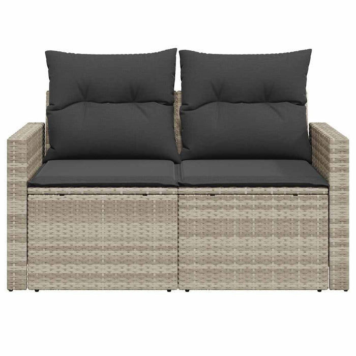 Divano da Giardino con Cuscini 2 Posti Grigio Chiaro Polyrattan 366196