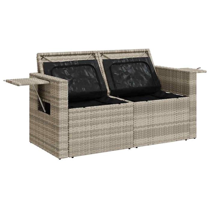 Divano da Giardino con Cuscini 2 Posti Grigio Chiaro Polyrattan 366196