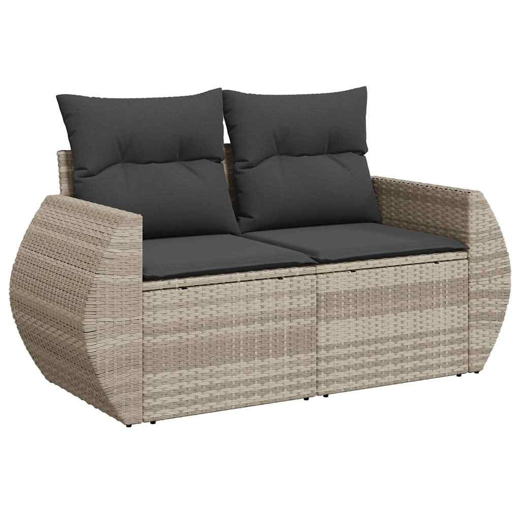 Divano da Giardino con Cuscini 2 Posti Grigio Chiaro Polyrattan