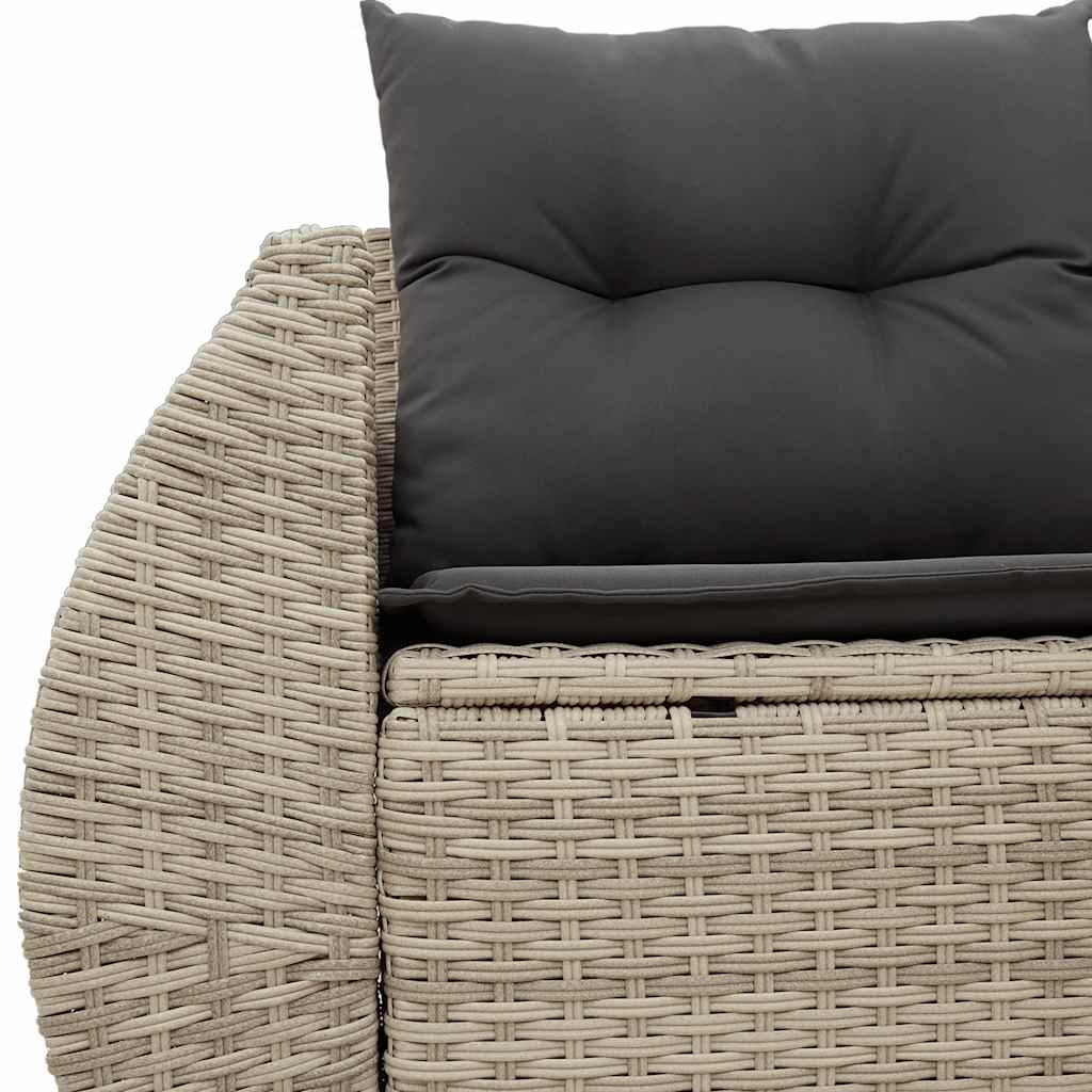 Divano da Giardino con Cuscini 2 Posti Grigio Chiaro Polyrattan