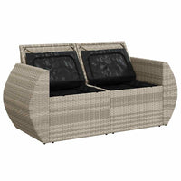Divano da Giardino con Cuscini 2 Posti Grigio Chiaro Polyrattan 366197