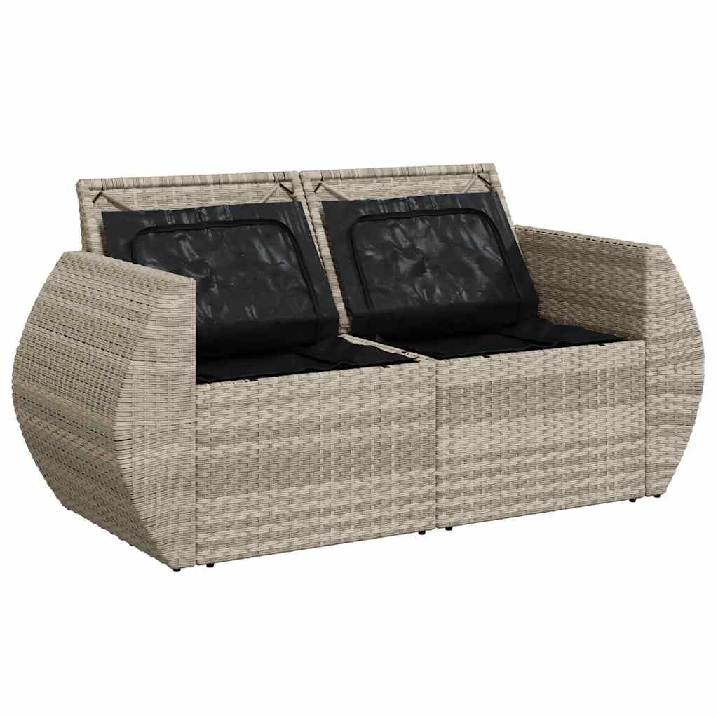 Divano da Giardino con Cuscini 2 Posti Grigio Chiaro Polyrattan