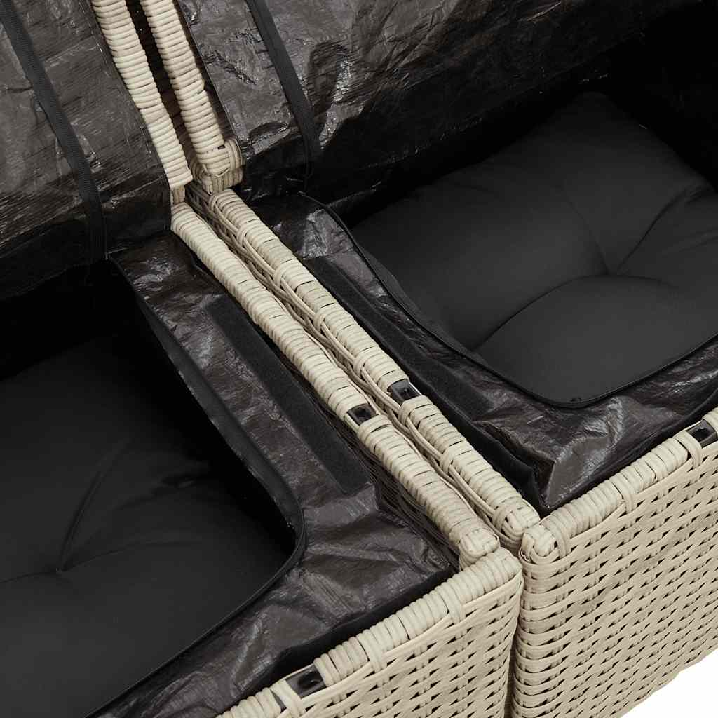 Divano da Giardino con Cuscini 2 Posti Grigio Chiaro Polyrattan
