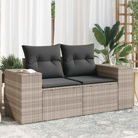 Divano da Giardino con Cuscini 2 Posti Grigio Chiaro Polyrattan