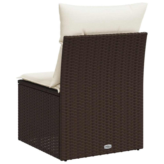 Divano Giardino Senza Braccioli con Cuscini Polyrattan Marrone 366199