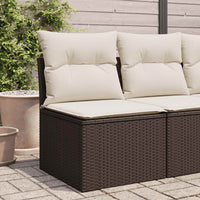 Divano Giardino Senza Braccioli con Cuscini-Sofa da Giardino-Divanetto da esterno Polyrattan Marrone