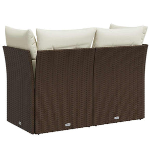 Divano da Giardino a 2 Posti con Cuscini in Polyrattan Marrone 366201