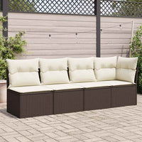 Divano da Giardino a 4 Posti con Cuscini in Polyrattan Marrone 366202