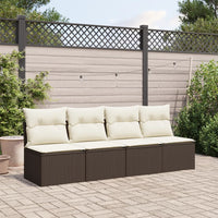 Divano da Giardino a 4 Posti con Cuscini in Polyrattan Marrone 366203