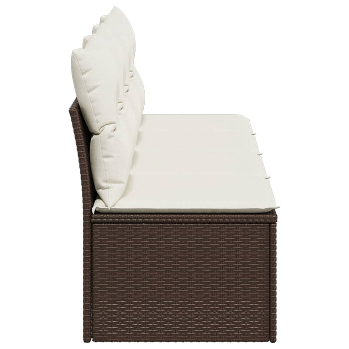 Divano da Giardino a 4 Posti con Cuscini in Polyrattan Marrone 366203