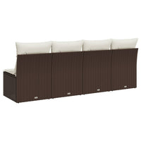Divano da Giardino a 4 Posti con Cuscini in Polyrattan Marrone 366203