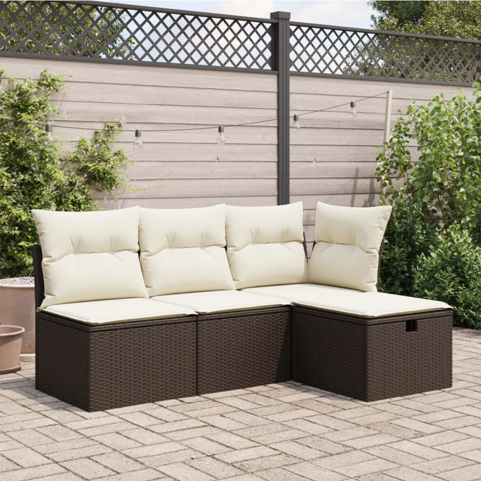 Sgabello Giardino con Cuscino Marrone 55x55x37 cm in Polyrattan 366205