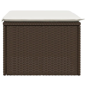Sgabello Giardino con Cuscino Marrone 55x55x37 cm in Polyrattan 366205