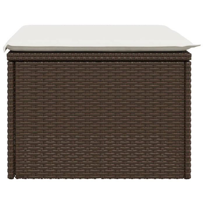 Sgabello Giardino con Cuscino Marrone 55x55x37 cm in Polyrattan 366205