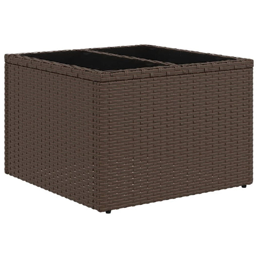 Tavolo da Giardino Piano Vetro Marrone 55x55x37 cm Polyrattan 366207