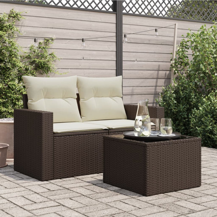 Tavolo da Giardino Piano Vetro Marrone 55x55x37 cm Polyrattan 366207