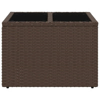 Tavolo da Giardino Piano Vetro Marrone 55x55x37 cm Polyrattan 366207