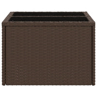 Tavolo da Giardino Piano Vetro Marrone 55x55x37 cm Polyrattan