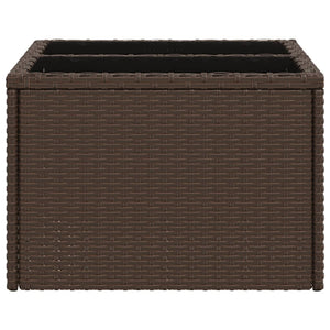 Tavolo da Giardino Piano Vetro Marrone 55x55x37 cm Polyrattan