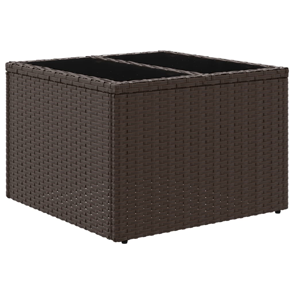 Tavolo da Giardino Piano Vetro Marrone 55x55x37 cm Polyrattan 366207