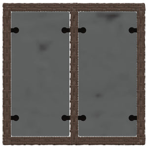 Tavolo da Giardino Piano Vetro Marrone 55x55x37 cm Polyrattan 366207