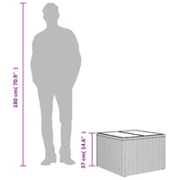 Tavolo da Giardino Piano Vetro Marrone 55x55x37 cm Polyrattan 366207