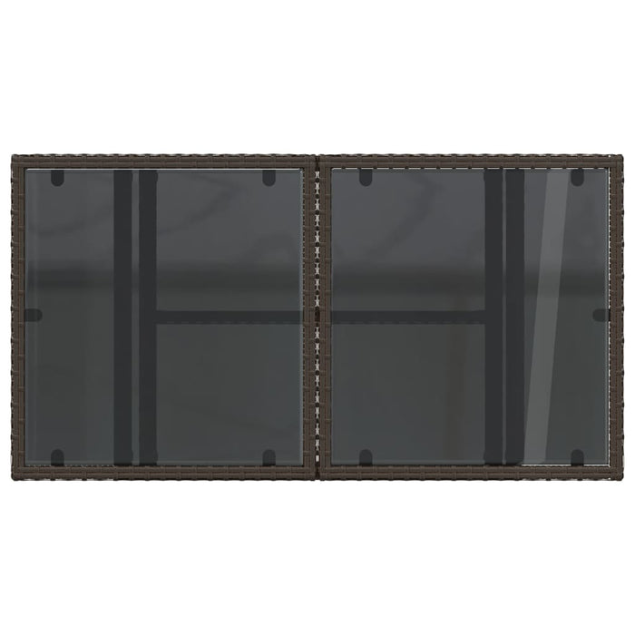 Tavolo da Giardino Piano Vetro Marrone 100x55x73 cm Polyrattan