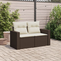 Divano da Giardino a 2 Posti con Cuscini in Polyrattan Marrone 366209