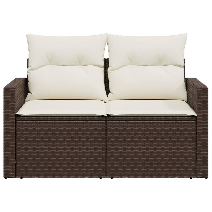Divano da Giardino a 2 Posti con Cuscini in Polyrattan Marrone 366209